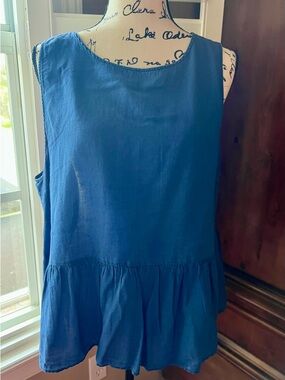 GAP Blue Sleeveless Peplum Tank